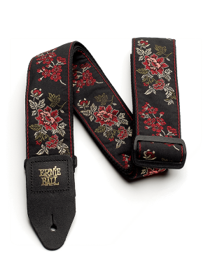 Classic Jacquard Guitar Strap/Bass Strap - Red Rose
