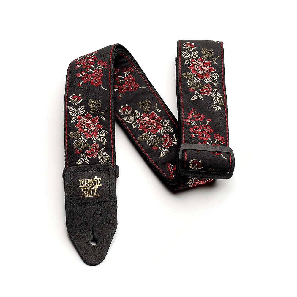 Classic Jacquard Guitar Strap/Bass Strap - Red Rose