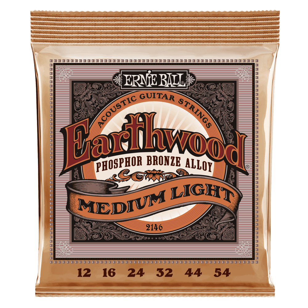 Medium Light Earthwood Phosphor Bronze Acoustic Guitar Strings 12-54 Gauge