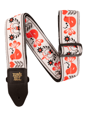Classic Jacquard Guitar Strap/Bass Strap - Red Bird Winter
