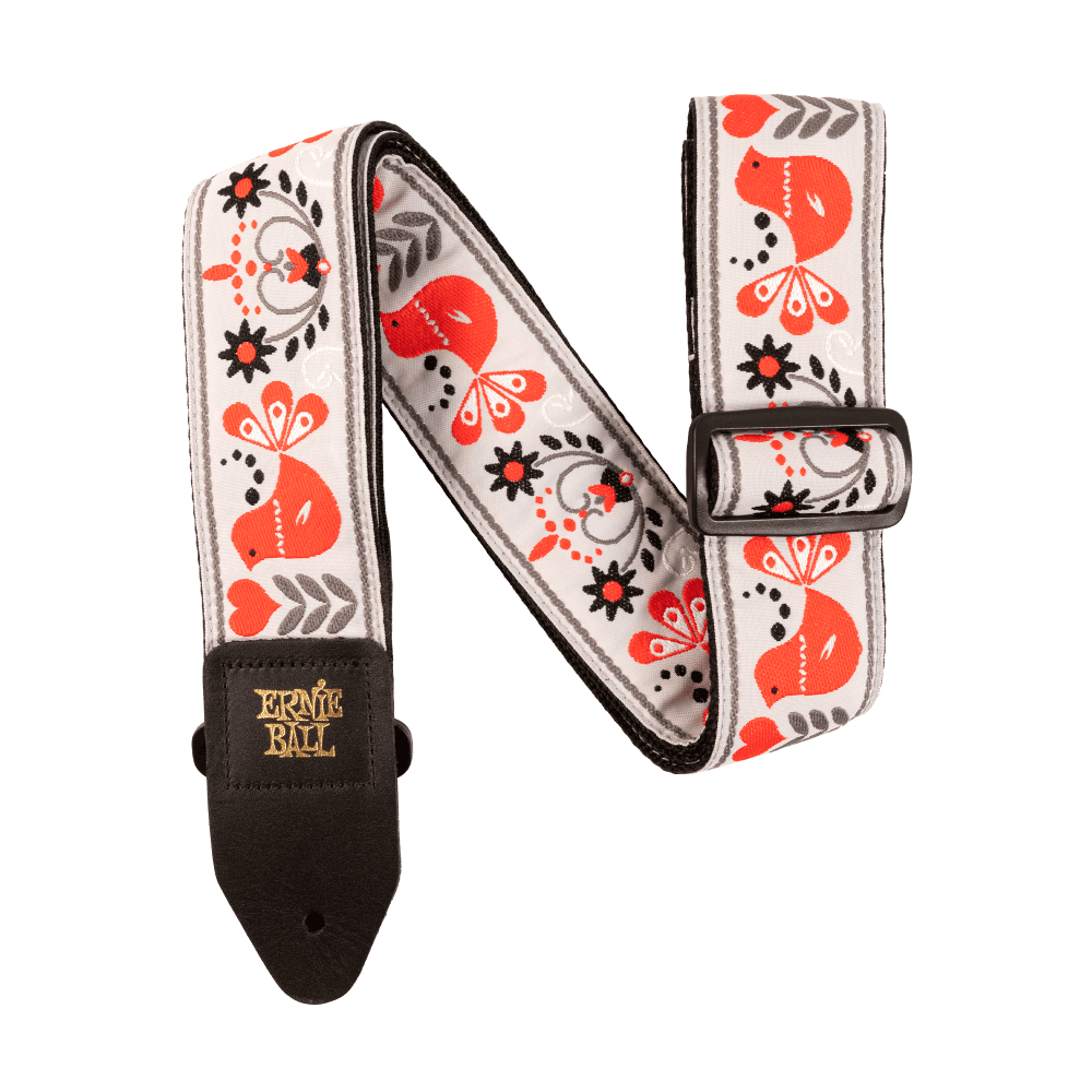 Classic Jacquard Guitar Strap/Bass Strap - Red Bird Winter