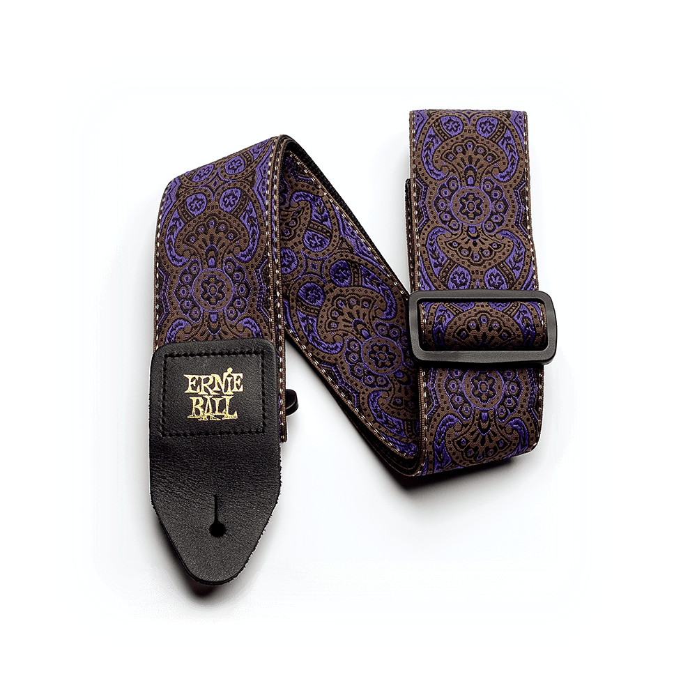 Classic Jacquard Guitar Strap/Bass Strap - Purple Paisley