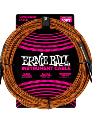 Braided Instrument Cable Straight/Angle 10ft - Pumpkin Pie