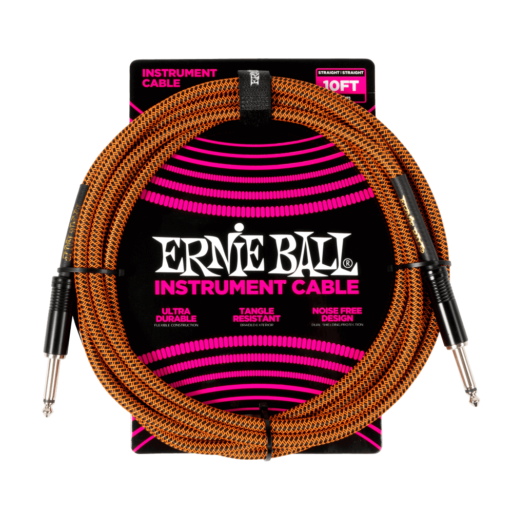 Braided Instrument Cable Straight/Angle 10ft - Pumpkin Pie