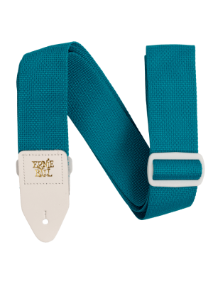 Polypro Guitar Strap/Bass Strap - Teal w/ White